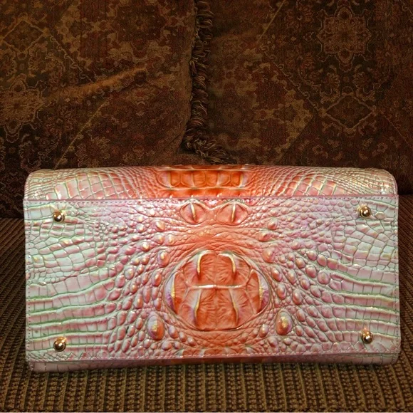 NWT-Brahmin-Caroline Satchel-Flirty Ombré Melbourne-Croc Embossed Leather-$345 - Picture 10 of 14